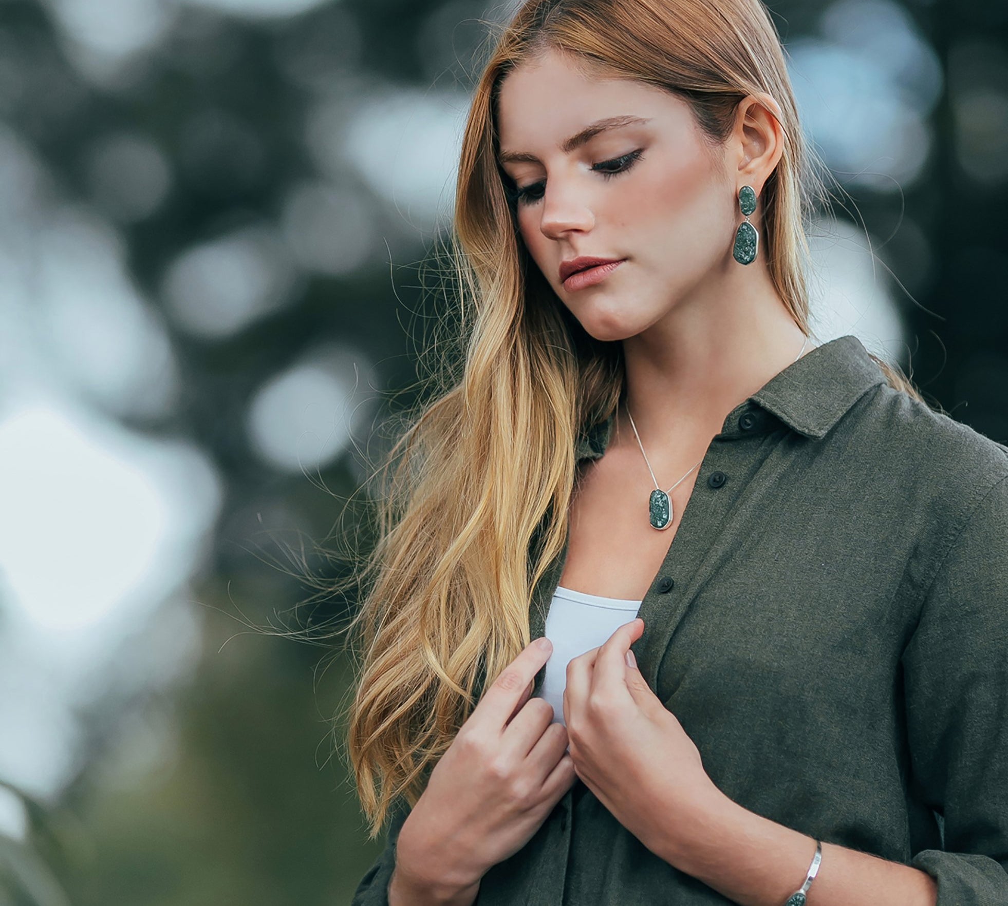 Alter Raw Necklace - Green Quartz - Alke